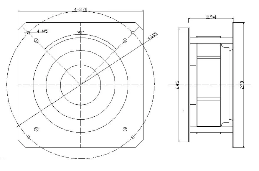 225mm 230V Ec Plug Exhaust Ventilation Centrifugal Fan with Metal Bracket